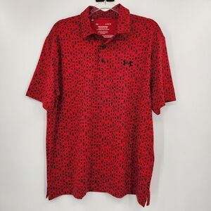 Under Armour The Playoff Polo 3.0 Printed Loose Mens Size Large Red Black